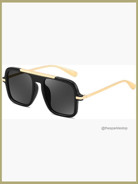 Retro Square Aviator Sunglasses, UV Protection, Unisex, PC Frame, Metal Temples main image 4